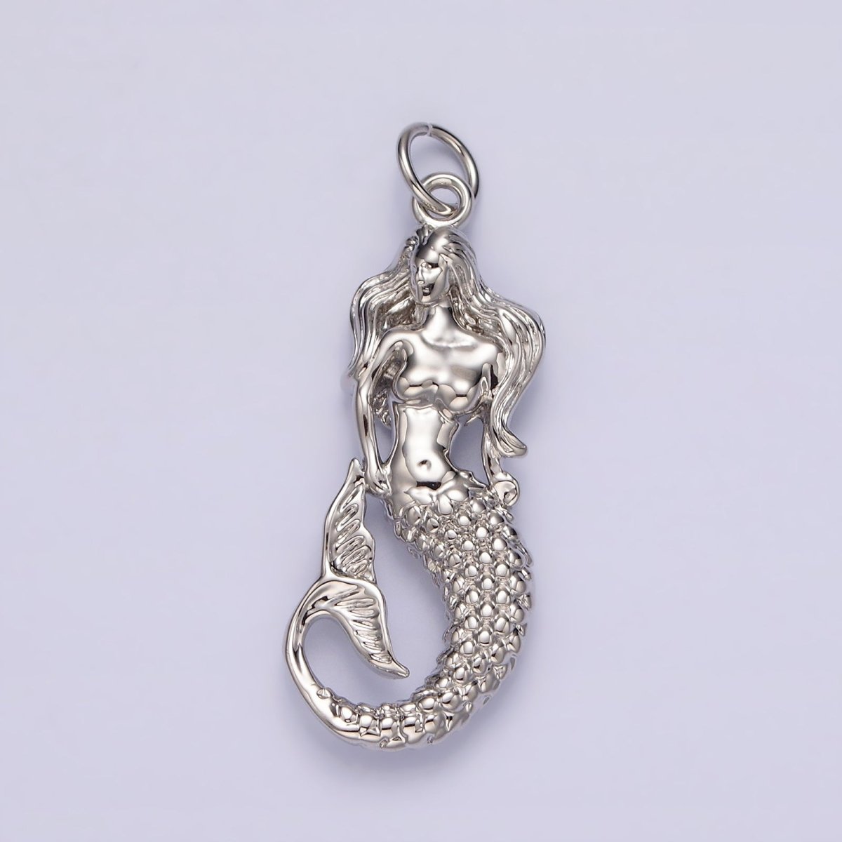 14K Gold Filled 30mm Ocean Sea Mermaid Textured Charm in Gold &amp; Silver | N1506 N1510