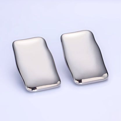 14K Gold Filled 30mm Rectangle Bar Minimalist Stud Earrings in Gold &amp; Silver | P500 P501