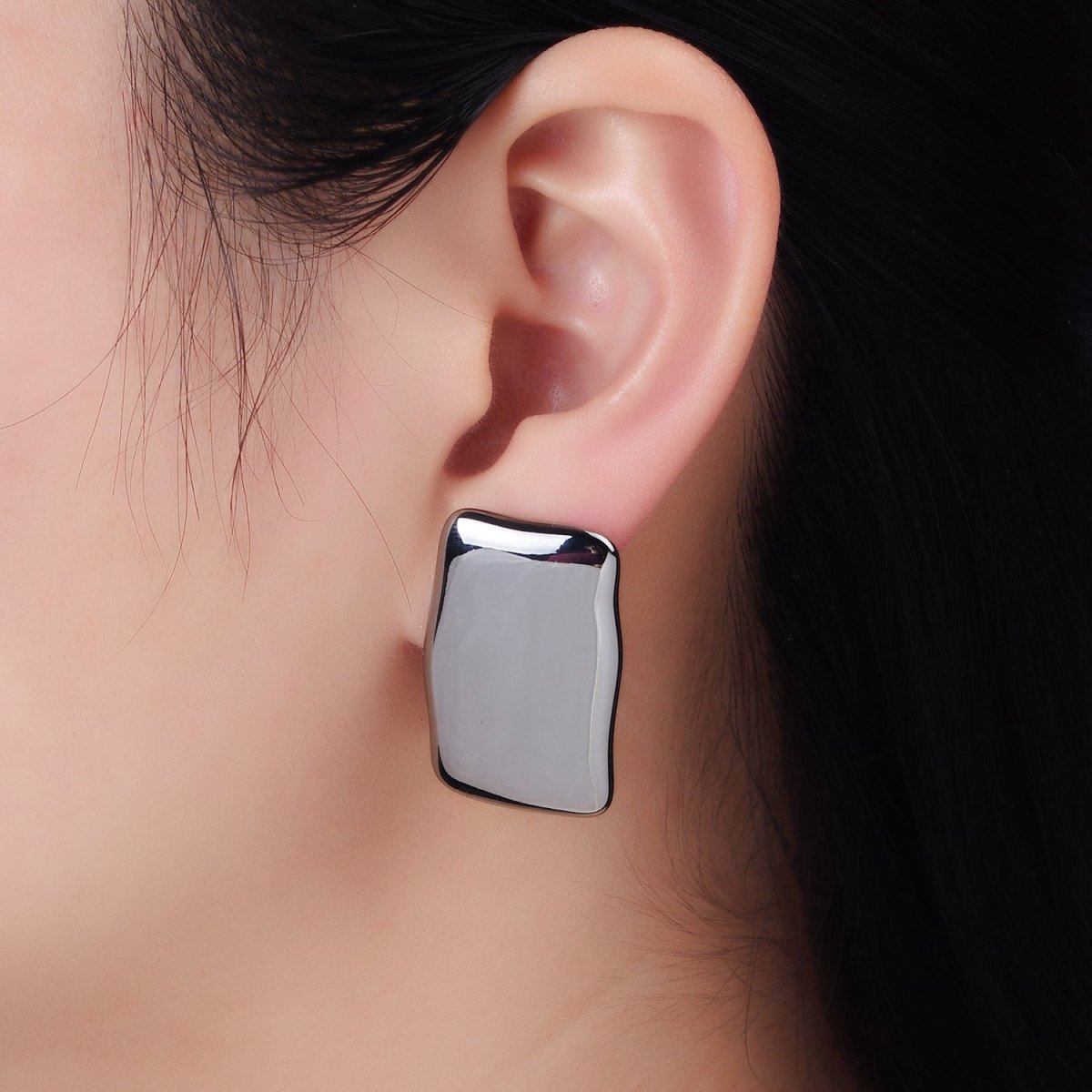 14K Gold Filled 30mm Rectangle Bar Minimalist Stud Earrings in Gold &amp; Silver | P500 P501