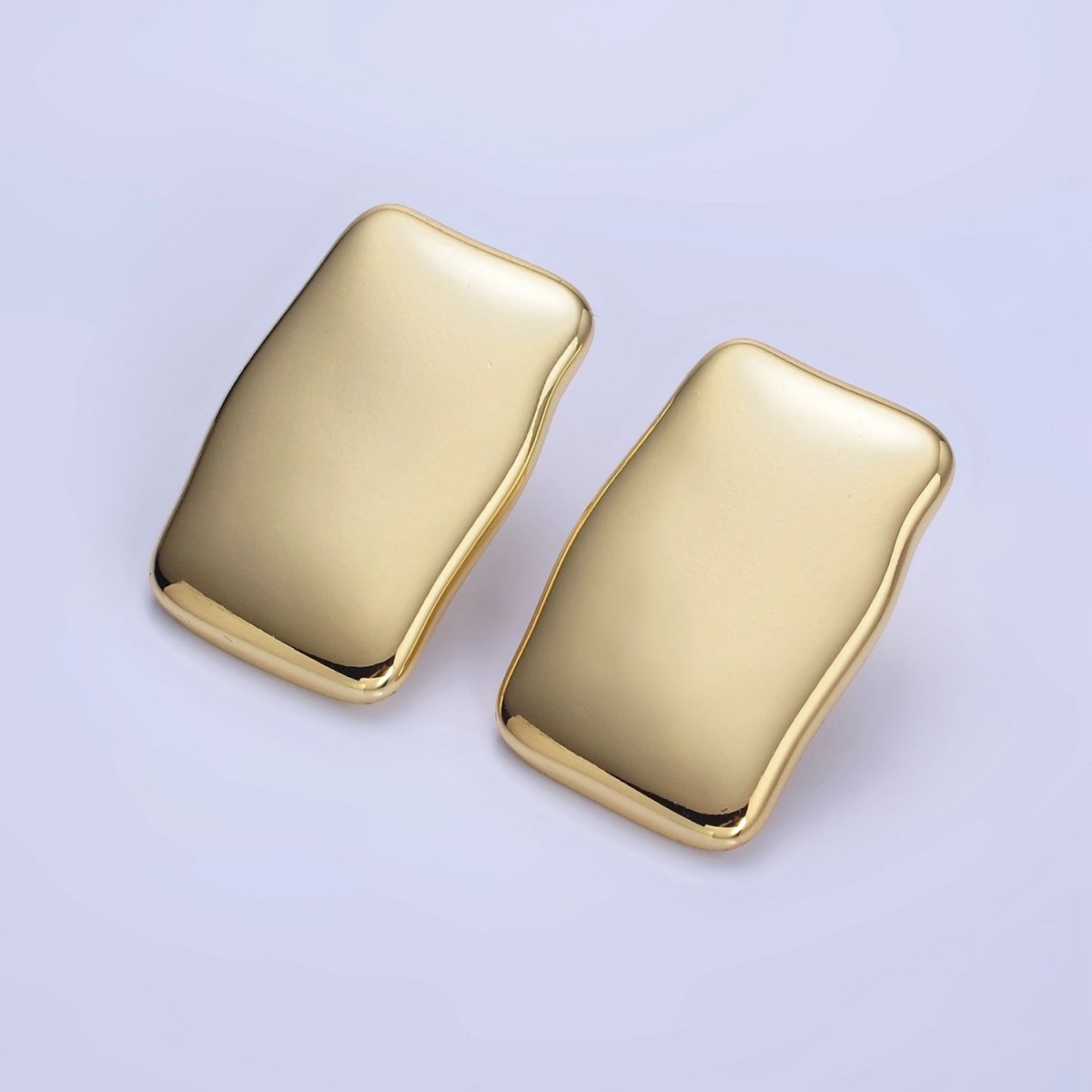 14K Gold Filled 30mm Rectangle Bar Minimalist Stud Earrings in Gold &amp; Silver | P500 P501
