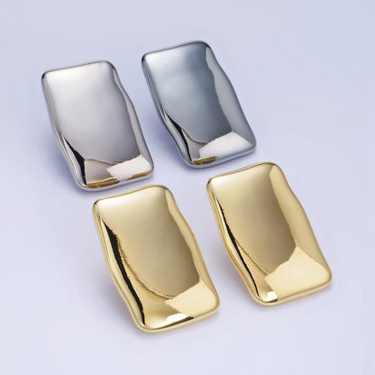 14K Gold Filled 30mm Rectangle Bar Minimalist Stud Earrings in Gold &amp; Silver | P500 P501