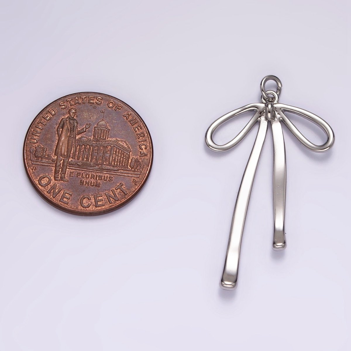 14K Gold Filled 30mm Ribbon Bow Minimalist Charm in Gold &amp; Silver | AG494