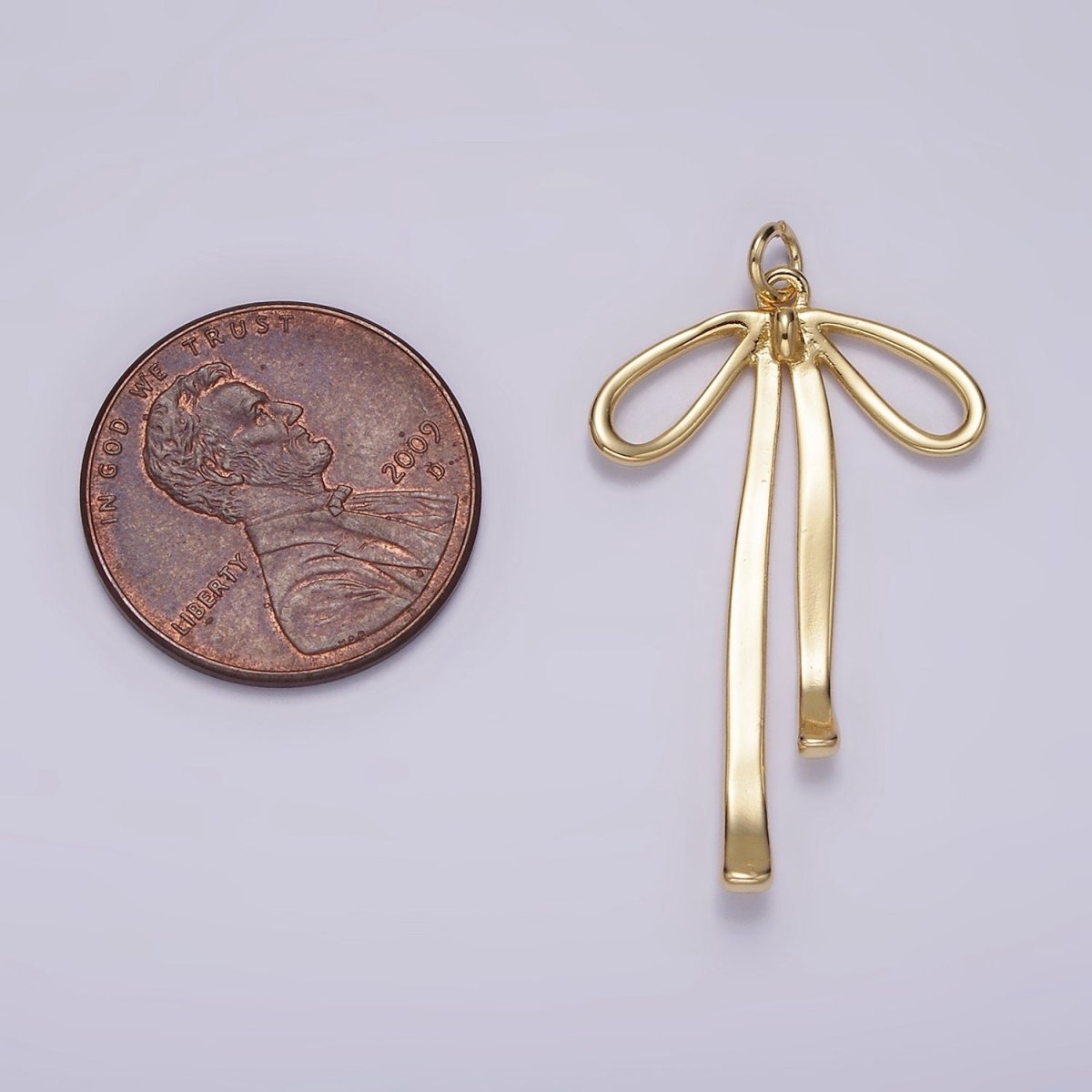 14K Gold Filled 30mm Ribbon Bow Minimalist Charm in Gold &amp; Silver | AG494