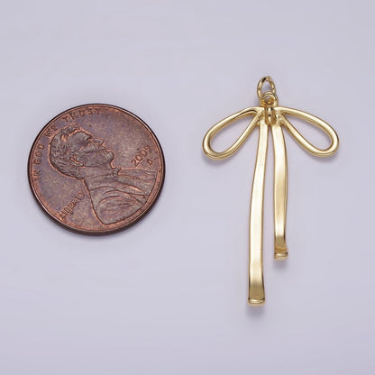 14K Gold Filled 30mm Ribbon Bow Minimalist Charm in Gold &amp; Silver | AG494