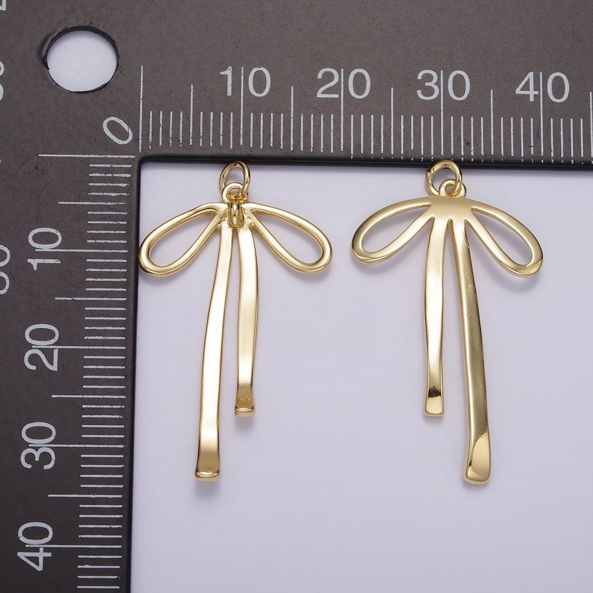 14K Gold Filled 30mm Ribbon Bow Minimalist Charm in Gold &amp; Silver | AG494