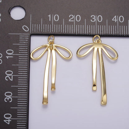 14K Gold Filled 30mm Ribbon Bow Minimalist Charm in Gold &amp; Silver | AG494