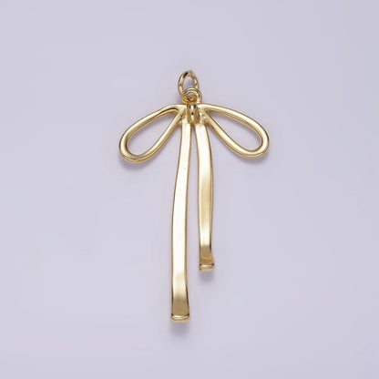 14K Gold Filled 30mm Ribbon Bow Minimalist Charm in Gold &amp; Silver | AG494