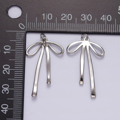 14K Gold Filled 30mm Ribbon Bow Minimalist Charm in Gold &amp; Silver | AG494