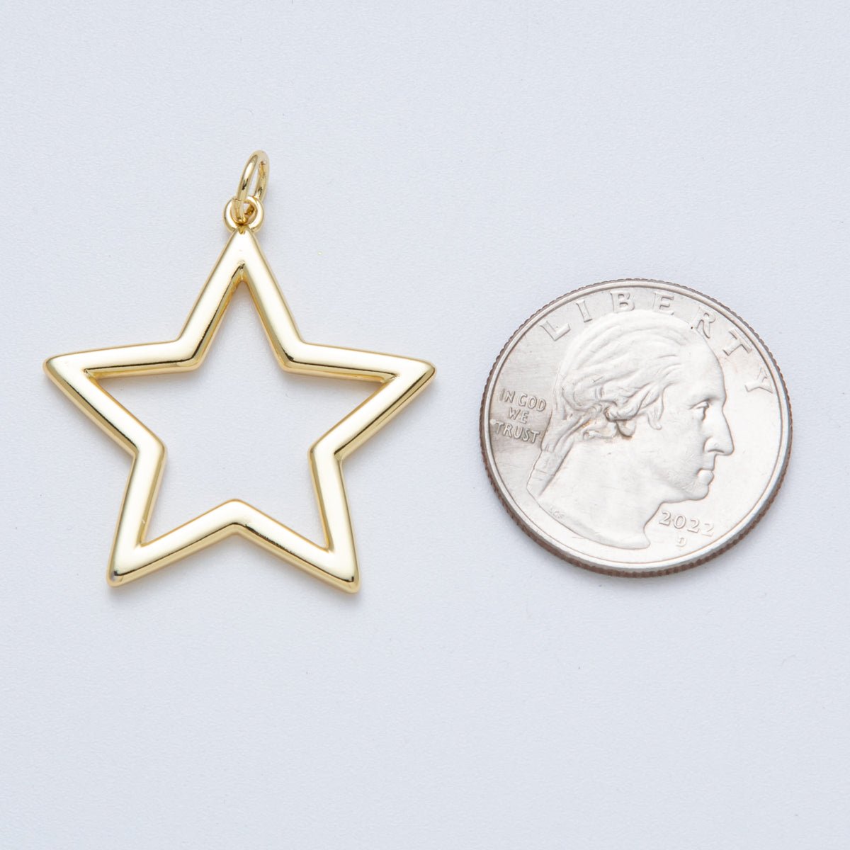 14K Gold Filled 32.5mm Minimalist Open Celestial Star Charm | Charms-00036