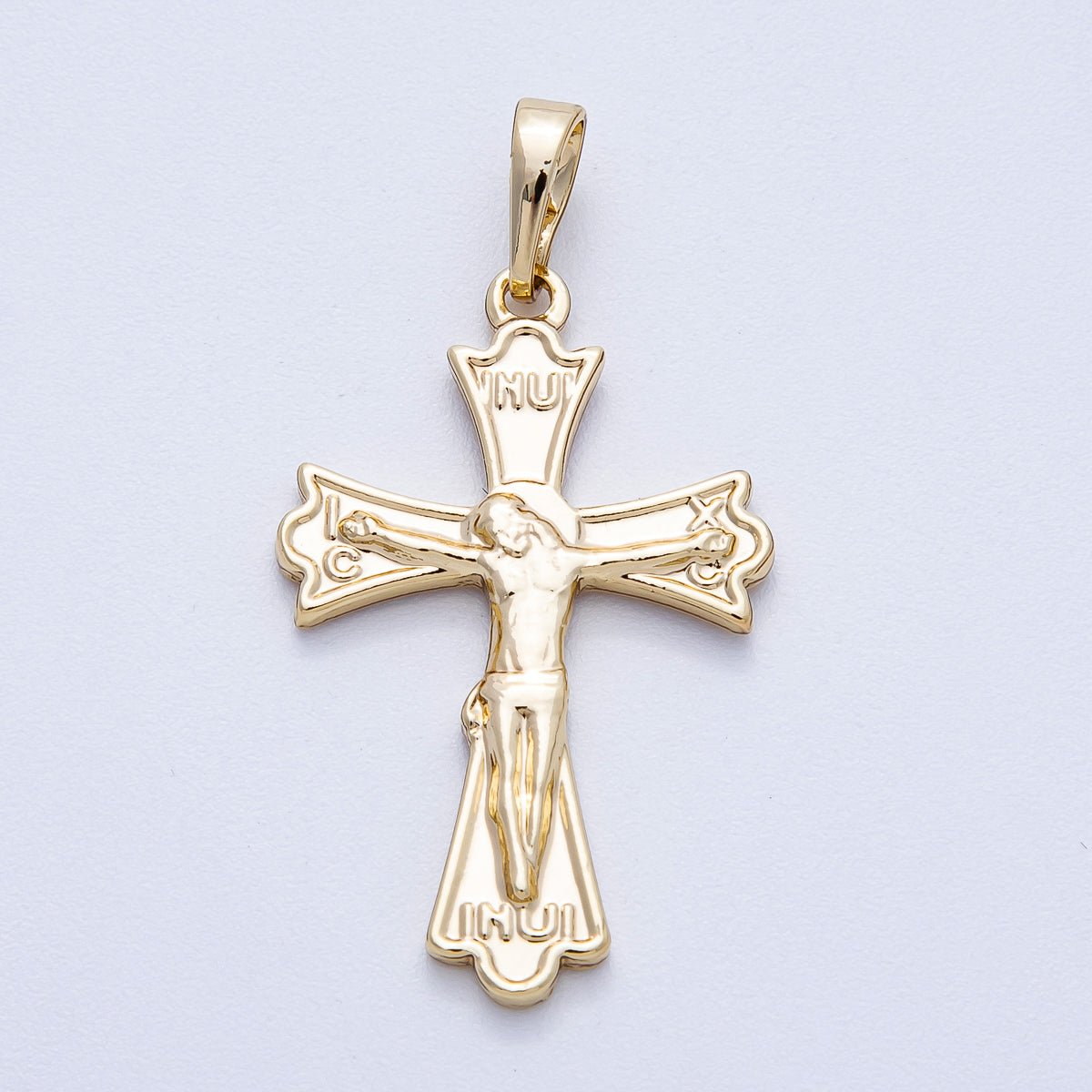 14K Gold Filled 32mm Minimalist Crucifix Religious Cross Pendant | Charms-00455
