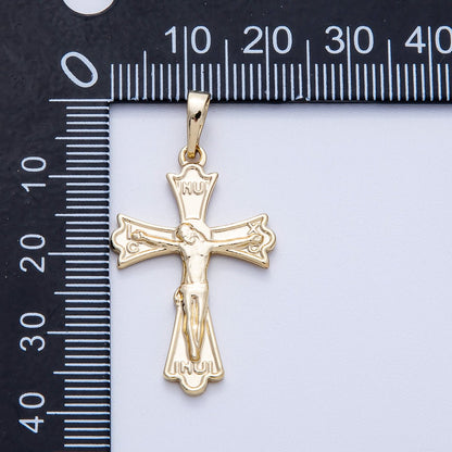 14K Gold Filled 32mm Minimalist Crucifix Religious Cross Pendant | Charms-00455
