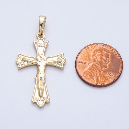 14K Gold Filled 32mm Minimalist Crucifix Religious Cross Pendant | Charms-00455