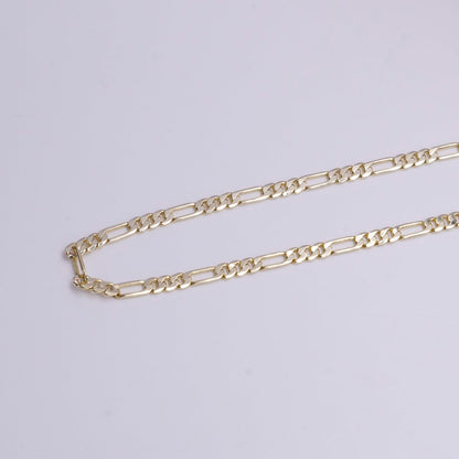 14K Gold Filled 3.4mm Width Figaro Chain Unfinished Chain by Yard Chain Bulk Wholesale | ROLL-1370