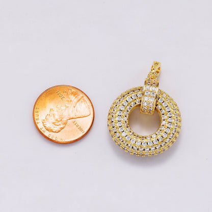 14K Gold Filled 35mm Micro Paved CZ Open Round Pendant in Gold &amp; Silver | Charms-00560 Charms-00561