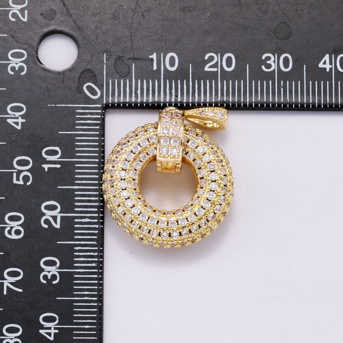 14K Gold Filled 35mm Micro Paved CZ Open Round Pendant in Gold &amp; Silver | Charms-00560 Charms-00561