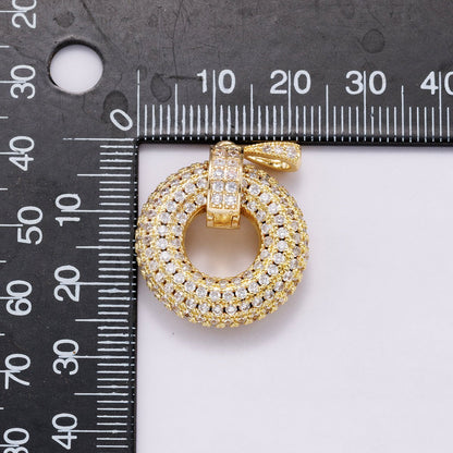 14K Gold Filled 35mm Micro Paved CZ Open Round Pendant in Gold &amp; Silver | Charms-00560 Charms-00561