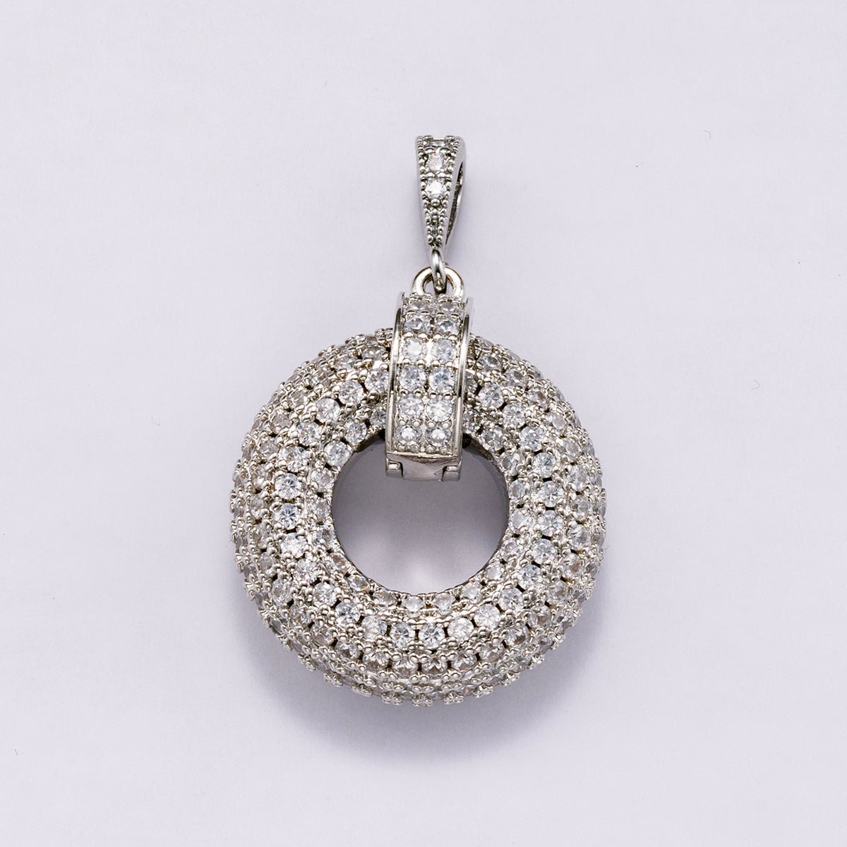 14K Gold Filled 35mm Micro Paved CZ Open Round Pendant in Gold &amp; Silver | Charms-00560 Charms-00561