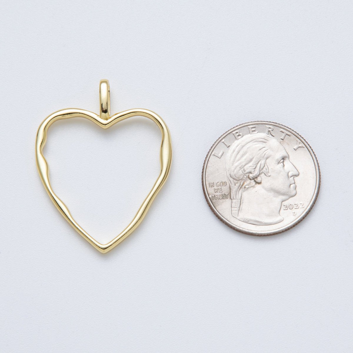 14K Gold Filled 36mm Minimalist Open Molten Heart Charm | Charms-00038