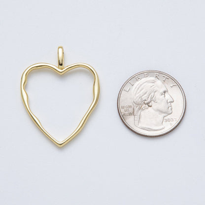 14K Gold Filled 36mm Minimalist Open Molten Heart Charm | Charms-00038