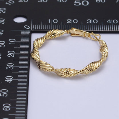 14K Gold Filled 36mm Twisted Singapore Hinge Hoop Earrings | AE046