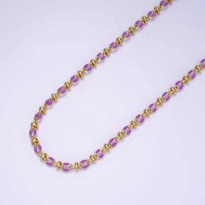 14K Gold Filled 3.8mm Multicolor Rainbow Enamel Crimp Double Link Unfinished Chain For Jewelry Making | ROLL-1394 to ROLL-1403 Clearance Pricing