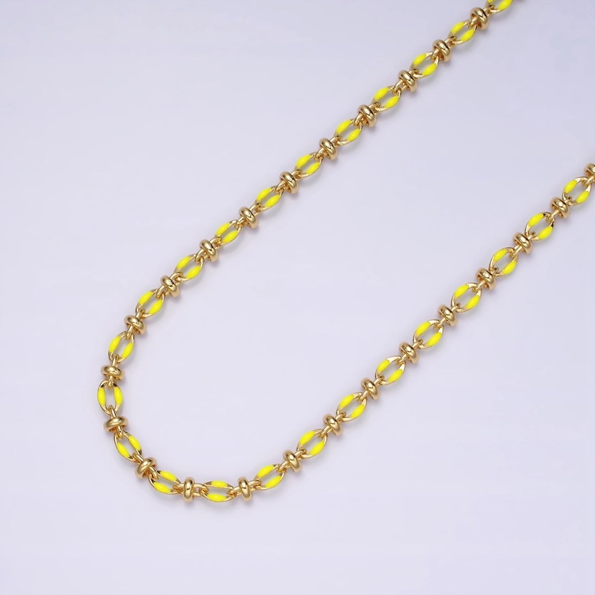 14K Gold Filled 3.8mm Multicolor Rainbow Enamel Crimp Double Link Unfinished Chain For Jewelry Making | ROLL-1394 to ROLL-1403 Clearance Pricing