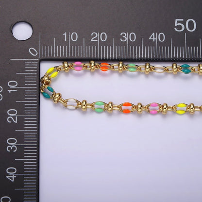 14K Gold Filled 3.8mm Multicolor Rainbow Enamel Crimp Double Link Unfinished Chain For Jewelry Making | ROLL-1394 to ROLL-1403 Clearance Pricing