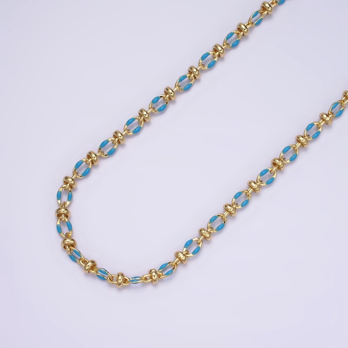 14K Gold Filled 3.8mm Multicolor Rainbow Enamel Crimp Double Link Unfinished Chain For Jewelry Making | ROLL-1394 to ROLL-1403 Clearance Pricing