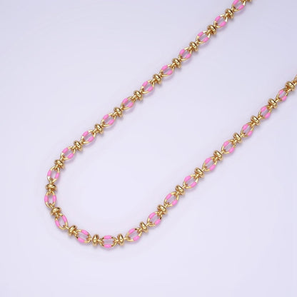 14K Gold Filled 3.8mm Multicolor Rainbow Enamel Crimp Double Link Unfinished Chain For Jewelry Making | ROLL-1394 to ROLL-1403 Clearance Pricing