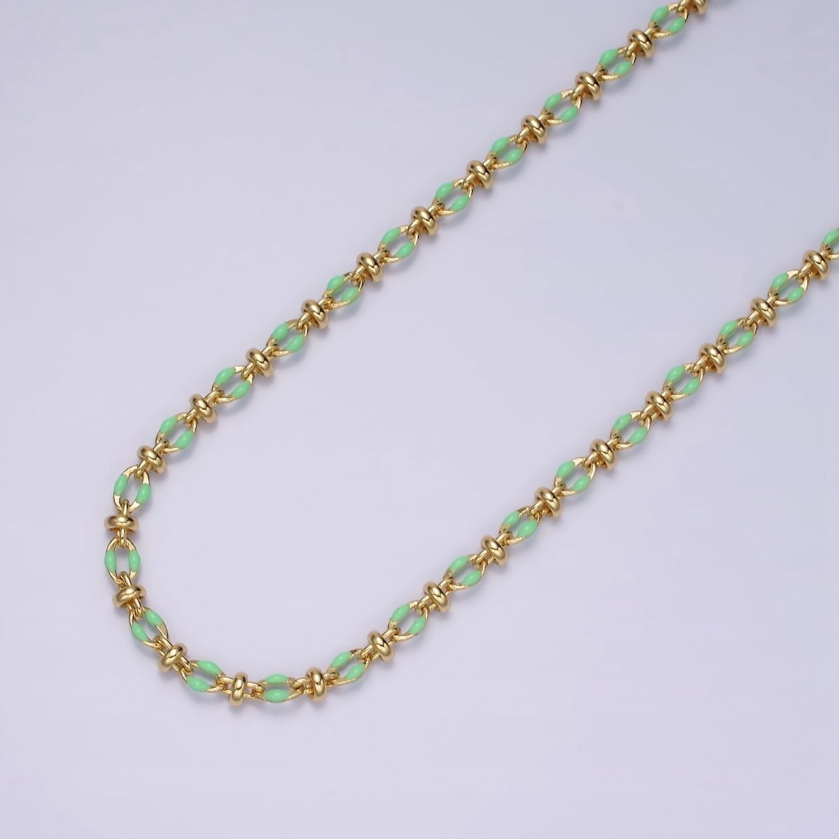14K Gold Filled 3.8mm Multicolor Rainbow Enamel Crimp Double Link Unfinished Chain For Jewelry Making | ROLL-1394 to ROLL-1403 Clearance Pricing