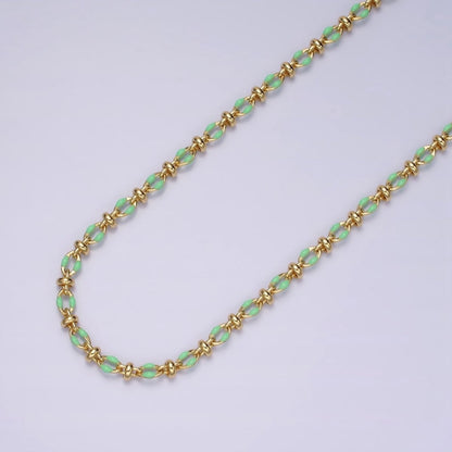14K Gold Filled 3.8mm Multicolor Rainbow Enamel Crimp Double Link Unfinished Chain For Jewelry Making | ROLL-1394 to ROLL-1403 Clearance Pricing