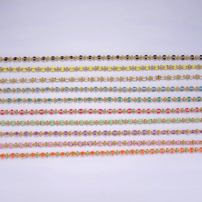 14K Gold Filled 3.8mm Multicolor Rainbow Enamel Crimp Double Link Unfinished Chain For Jewelry Making | ROLL-1394 to ROLL-1403 Clearance Pricing