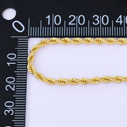 14K Gold Filled 3mm Rope Chain 18.5 Inch Necklace w. Extender | WA-1373