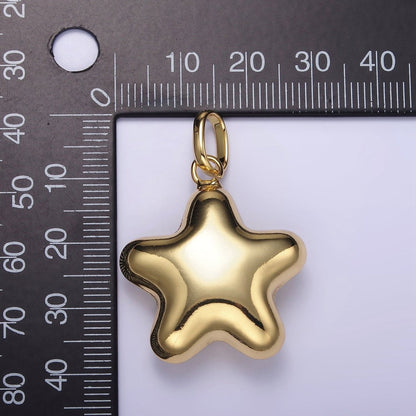 14K Gold Filled 40mm Celestial Star Minimalist Puffed Pendant in Gold &amp; Silver | AA1315 AA1316