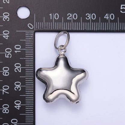 14K Gold Filled 40mm Celestial Star Minimalist Puffed Pendant in Gold &amp; Silver | AA1315 AA1316