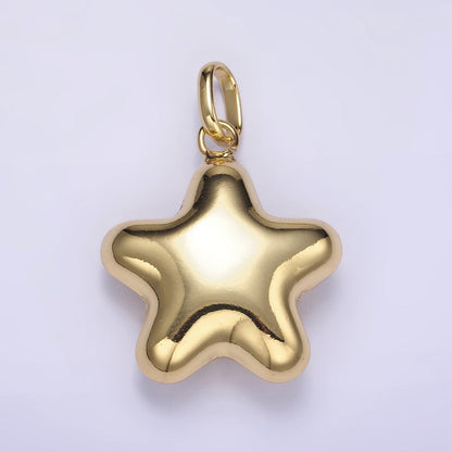 14K Gold Filled 40mm Celestial Star Minimalist Puffed Pendant in Gold &amp; Silver | AA1315 AA1316