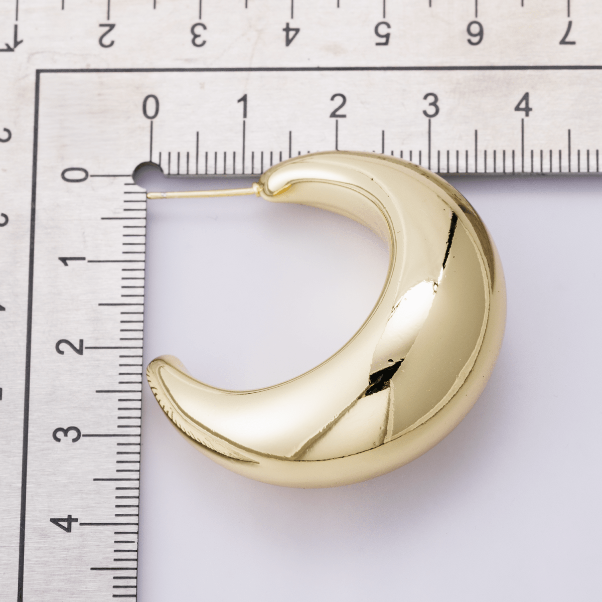 14K Gold Filled 40mm Minimalist Dome C-Shaped Hoop Earrings | P00408