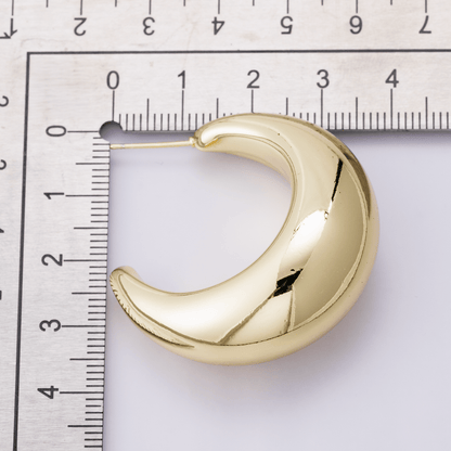14K Gold Filled 40mm Minimalist Dome C-Shaped Hoop Earrings | P00408