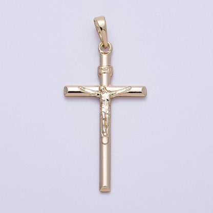 14K Gold Filled 40mm Religious Crucifix Cross Minimalist Pendant | Charms-00567