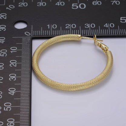 14K Gold Filled 40mm Scale-Textured Hinge Hoop Earrings | AE170
