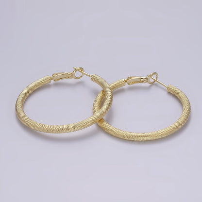 14K Gold Filled 40mm Scale-Textured Hinge Hoop Earrings | AE170