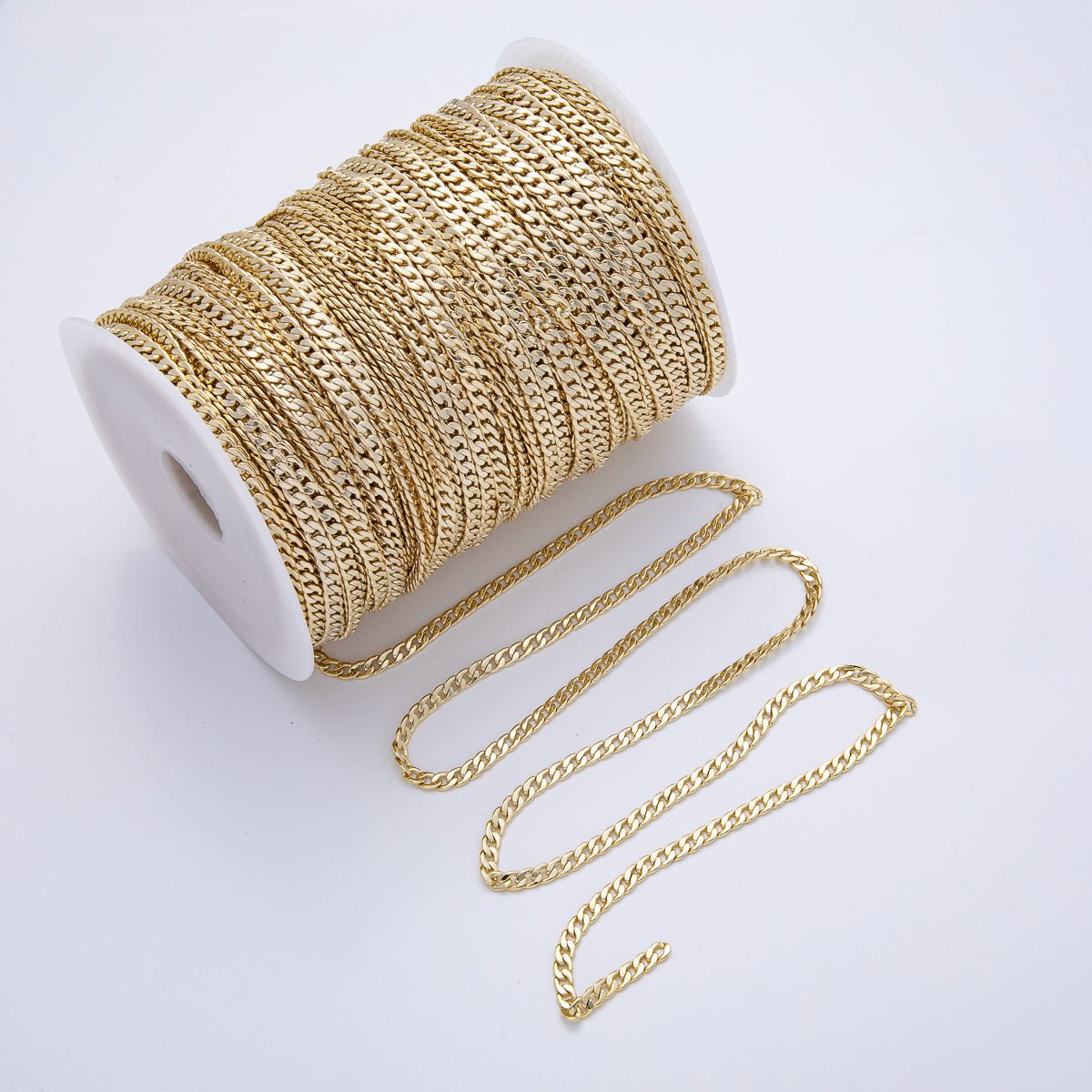14K Gold Filled 4.2mm Cuban Curb Unfinished Chain by Yard | Roll-1814