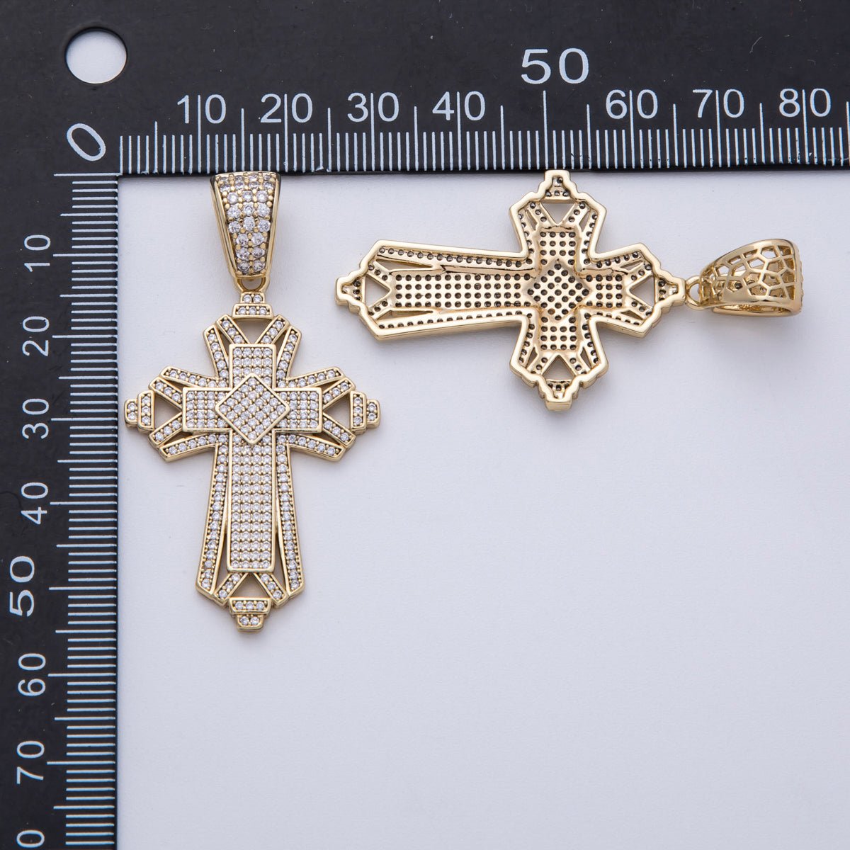 14K Gold Filled 44mm Religious Passion Cross Pendant | Charms-00136