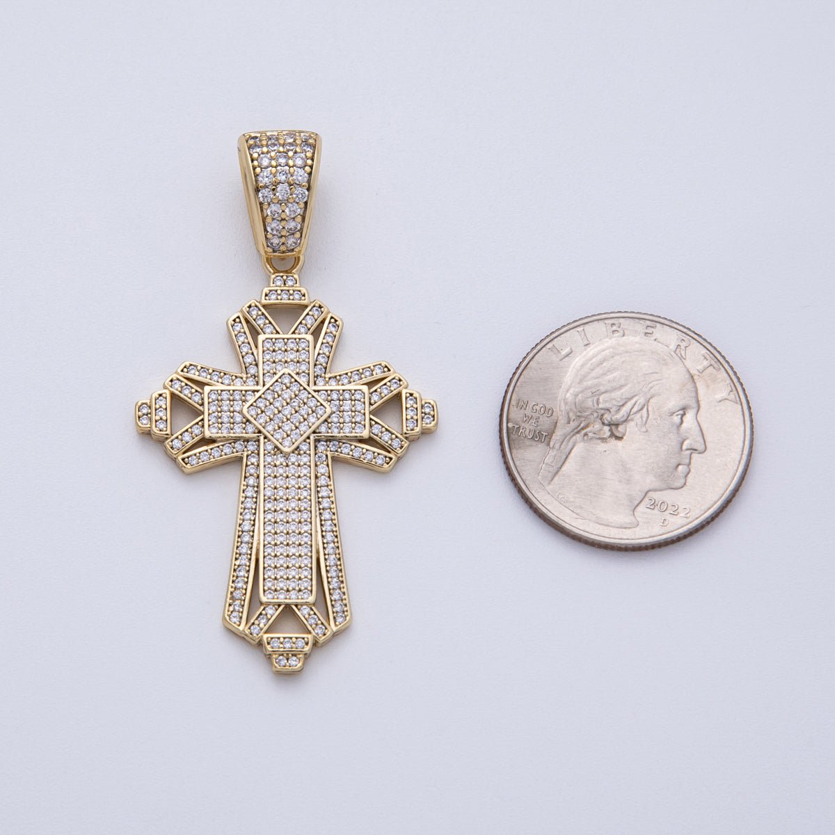 14K Gold Filled 44mm Religious Passion Cross Pendant | Charms-00136