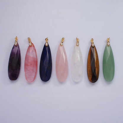 14K Gold Filled 45mm Natural Gemstone Teardrop Briolette Beads Charm | AC921 - AC927