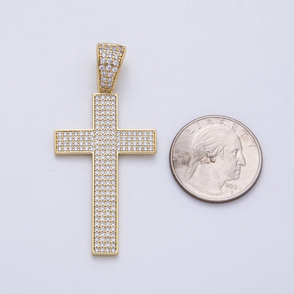 14K Gold Filled 47.5mm Micro Paved CZ Religious Cross Pendant | CHARMS-00137