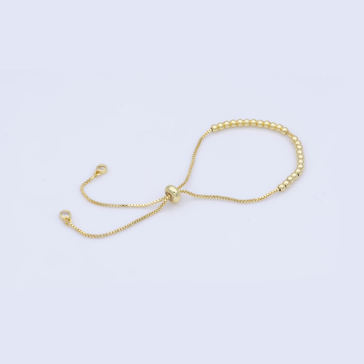 14K Gold Filled 4mm Beaded Bubble Box Chain Slider Bracelet Finding in Gold &amp; Silver | L470 L469