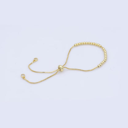 14K Gold Filled 4mm Beaded Bubble Box Chain Slider Bracelet Finding in Gold &amp; Silver | L470 L469