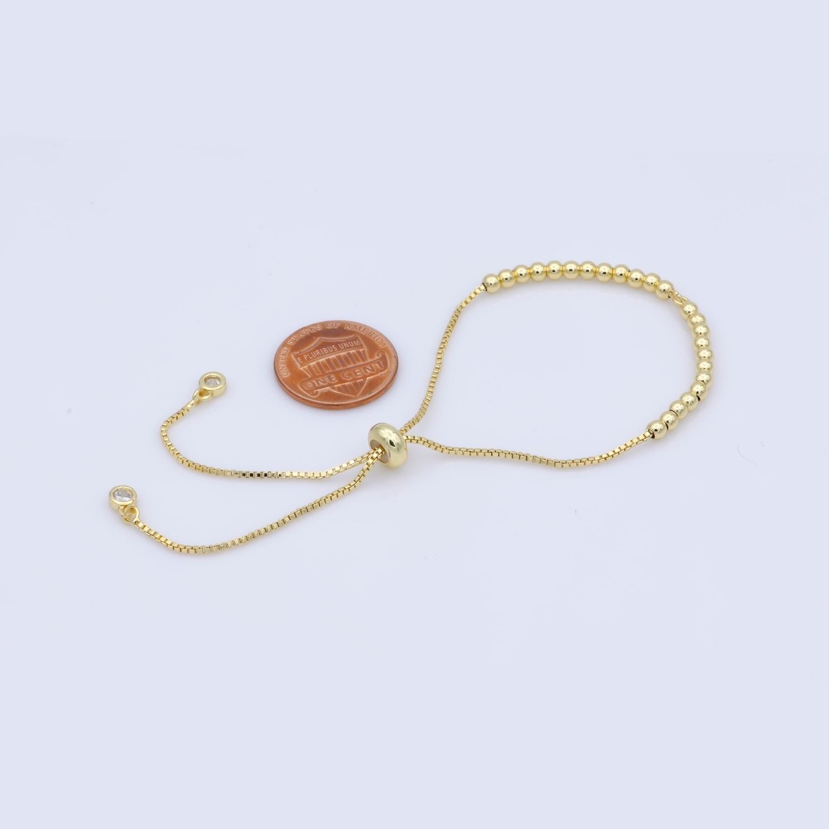 14K Gold Filled 4mm Beaded Bubble Box Chain Slider Bracelet Finding in Gold &amp; Silver | L470 L469