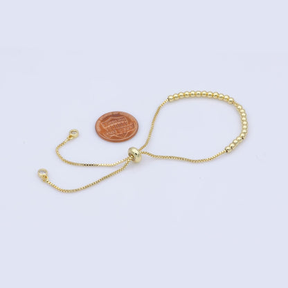 14K Gold Filled 4mm Beaded Bubble Box Chain Slider Bracelet Finding in Gold &amp; Silver | L470 L469
